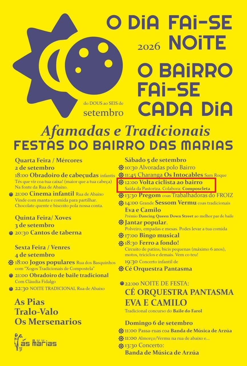 Cartel de las Fiestas del Barrio de As Marías y mini vuelta ciclista
