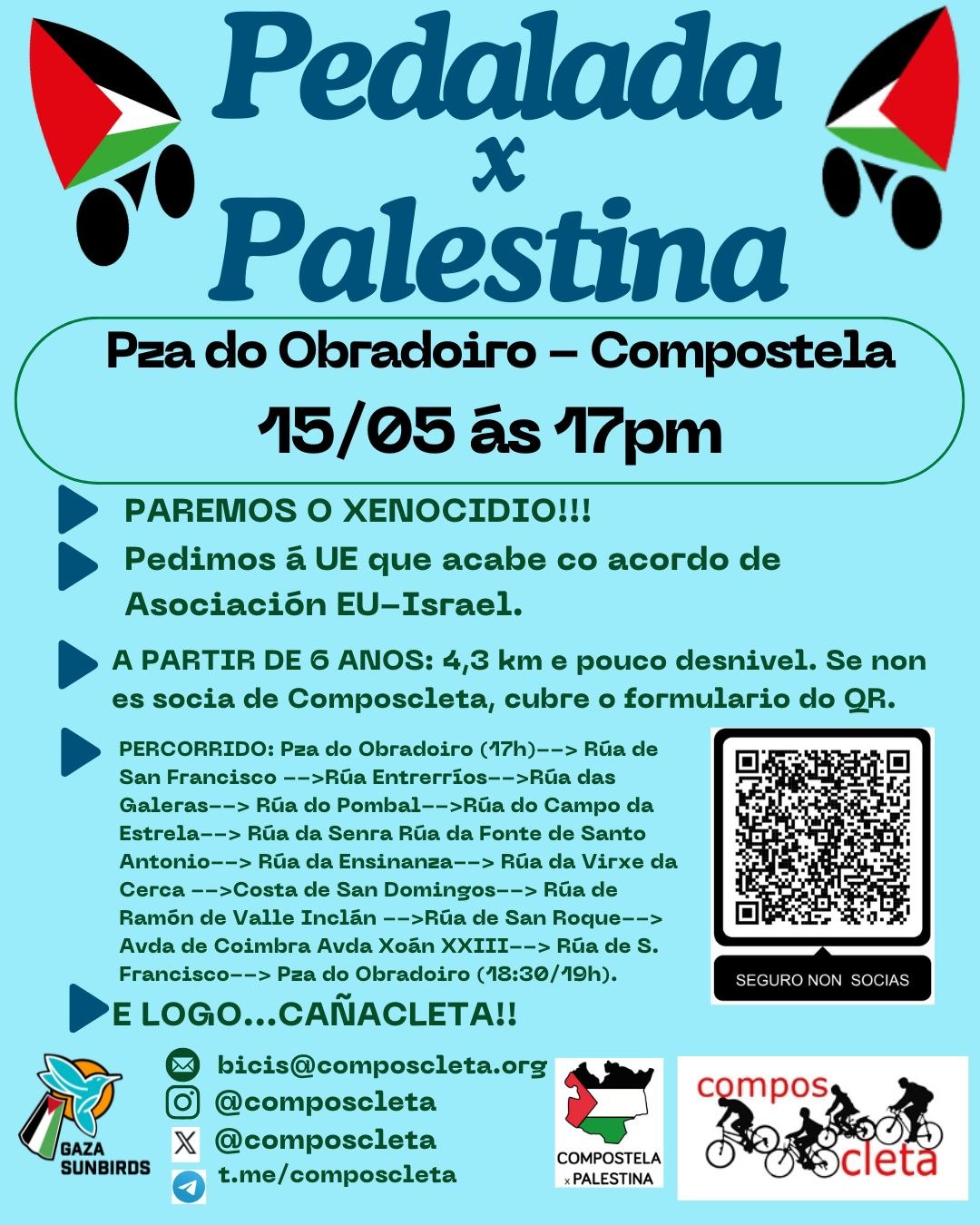 Pedalada por Palestina en Compostela!
